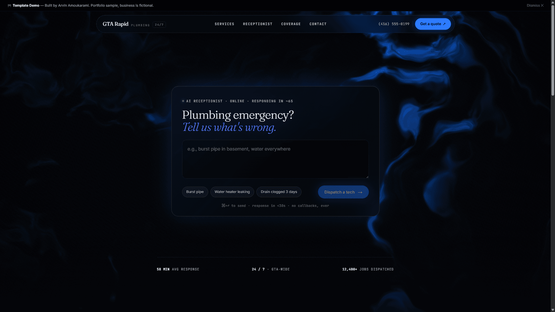 GTA Rapid Plumbing website screenshot