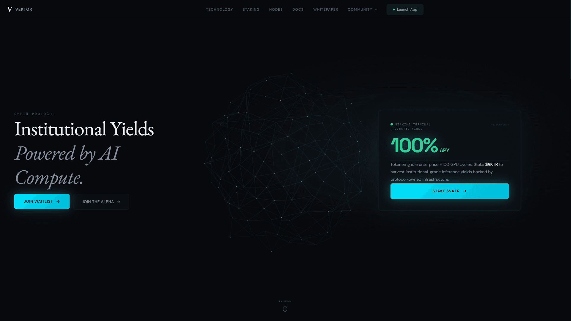Vektor token launch site screenshot