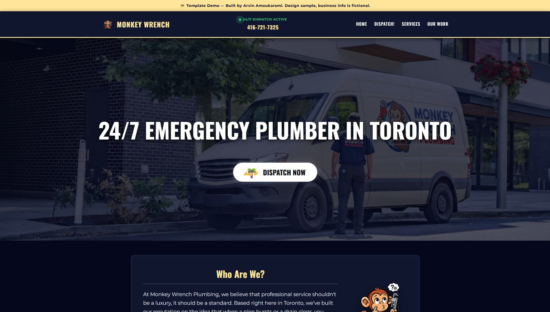 Monkey Wrench Plumbing site screenshot